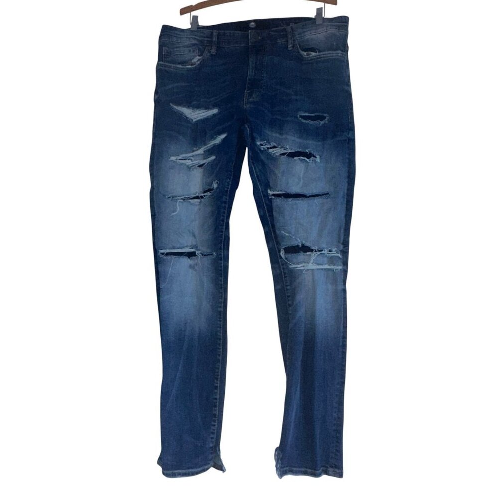 Jordan Craig Sean Skinny Jeans Mens 38x32 Medium Wash Distressed Stretch